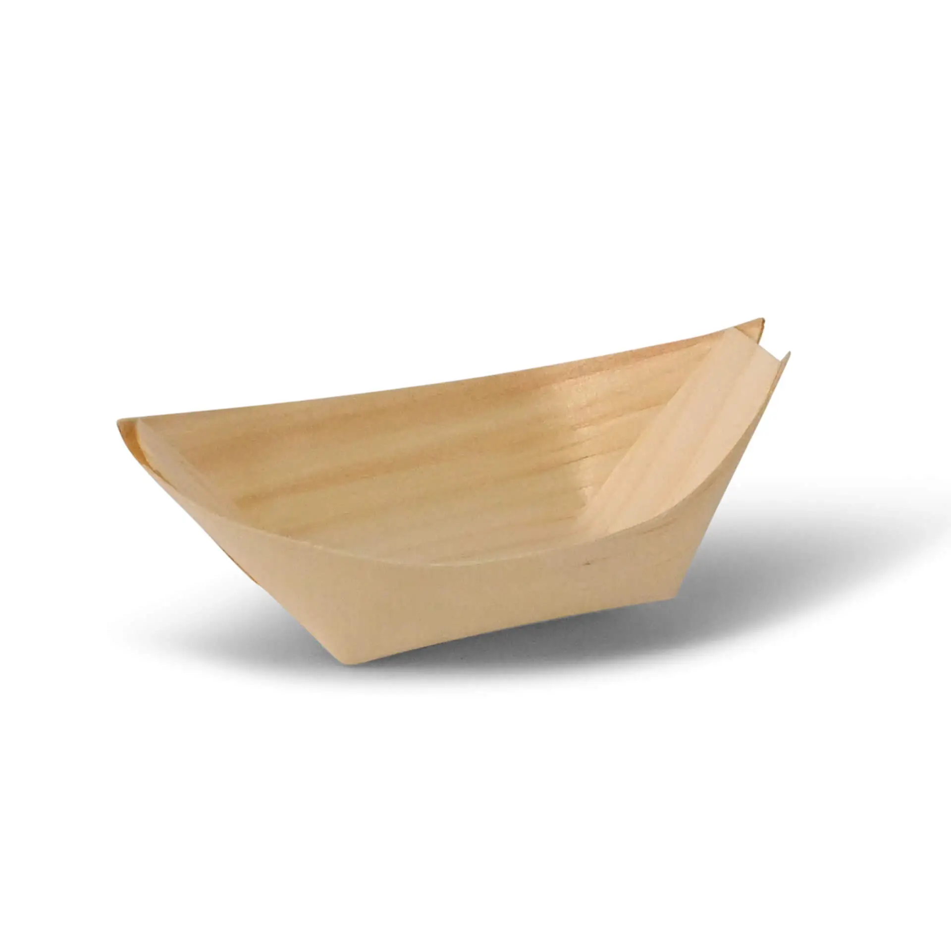 Wooden boat-shaped bowl, 8 cm, made from sustainably managed forests; suitable for hot and cold dishes.